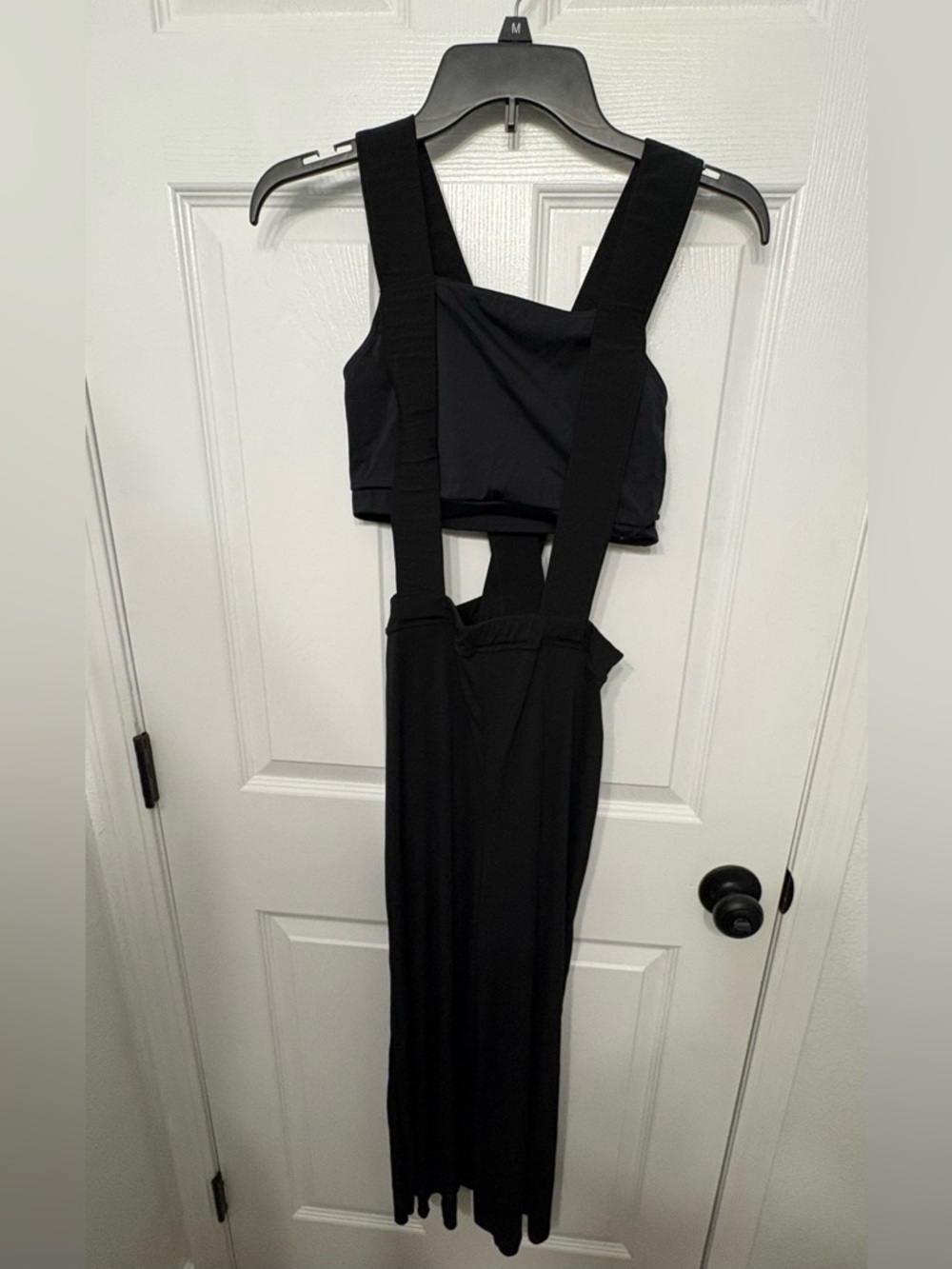 Black Suspender Wide-Leg Jumpsuit